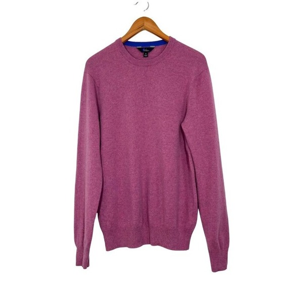 Boden Men's 100% Cashmere Crewneck Sweater Pink Purple Heather Sz M Quiet Luxury - Picture 1 of 8